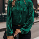 Clasi Blusa de cuello alto de manga farol