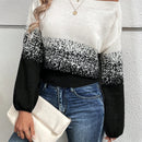 LUNE Sudadera Casual Sin Hombros Con Bloqueo De Color
