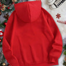 Ezwear sudadera con capucha de ajuste holgado y gruesa con estampado minimalista "feliz ano nuevo" de color rojo casual para mujer
