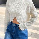EZwear Sueter De Cuello Alto Tejido Con Cable Y Dobladillo Irregular