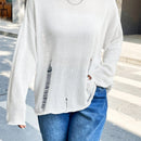 EZwear Sueter Con Panel Trasero Destrozado Y Mangas De Hombros Caidos