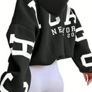 Ezwear sudadera con capucha informal para mujer con estampado de letras, para otono/invierno