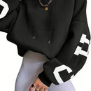 Ezwear sudadera con capucha informal para mujer con estampado de letras, para otono/invierno