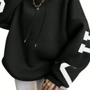 Ezwear sudadera con capucha informal para mujer con estampado de letras, para otono/invierno