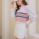 EZwear 1 Pieza Chaleco Tipo Sueter A Rayas Con Cuello En V