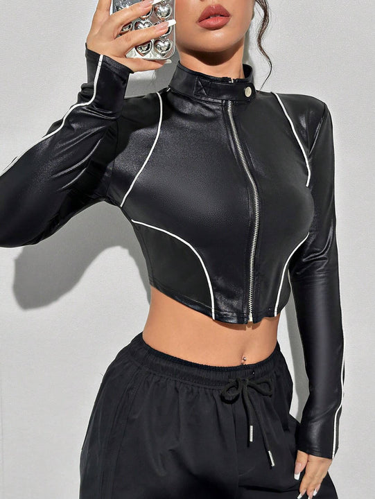 ICON Chaqueta Con Cuello De Tortuga Y Cremallera Recortada