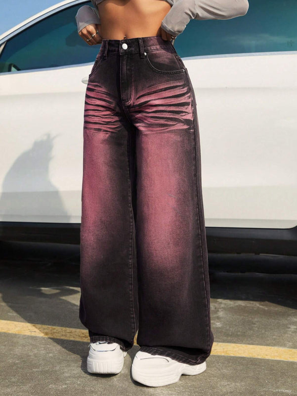 ICON Pantalones Jeans De Pierna Ancha Degradados Para Mujer