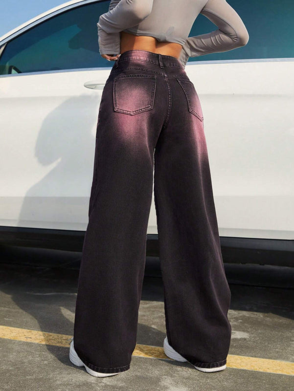 ICON Pantalones Jeans De Pierna Ancha Degradados Para Mujer