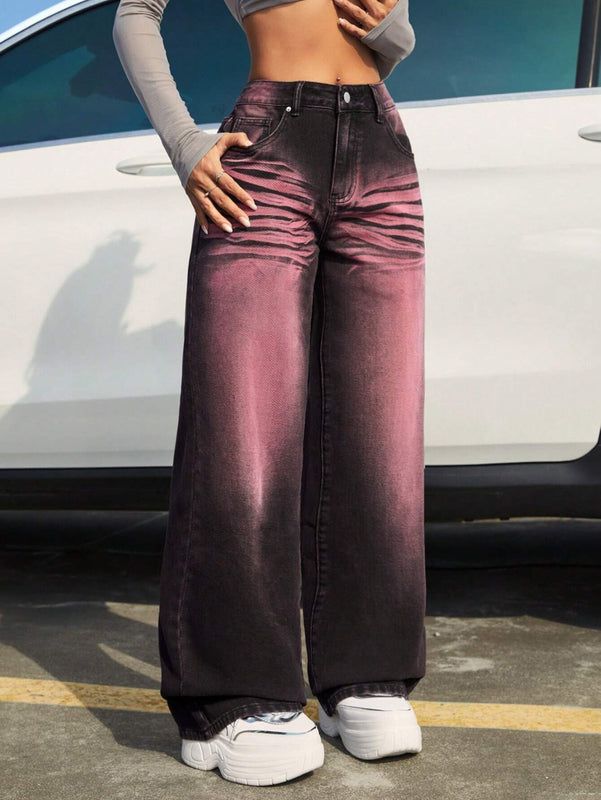 ICON Pantalones Jeans De Pierna Ancha Degradados Para Mujer