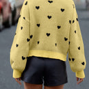 LUNE Sudadera Casual De Mujer De Patron De Corazon Holgado Con Cuello Alto Y Hombros Caidos
