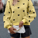 LUNE Sudadera Casual De Mujer De Patron De Corazon Holgado Con Cuello Alto Y Hombros Caidos