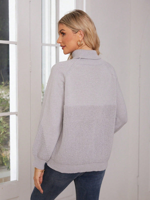 Frenchy Sueter De Manga Raglan Con Cuello Alto Para Mujer