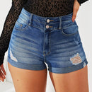 Pantalones Cortos De Mezclilla Desgastados Para Mujer