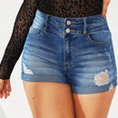 Pantalones Cortos De Mezclilla Desgastados Para Mujer