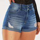 Pantalones Cortos De Mezclilla Desgastados Para Mujer