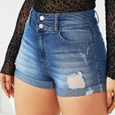 Pantalones Cortos De Mezclilla Desgastados Para Mujer