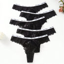 Ropa interior femenina sin costuras de encaje en forma de t, 5 piezas / set