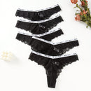 Ropa interior femenina sin costuras de encaje en forma de t, 5 piezas / set