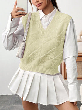 Qutie Chaleco De Sueter Casual De Color Solido Para Mujeres