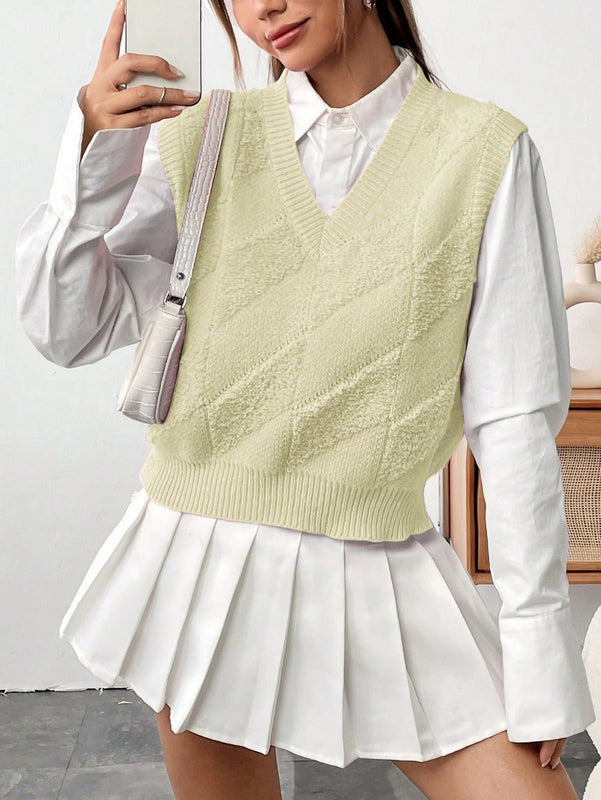 Qutie Chaleco De Sueter Casual De Color Solido Para Mujeres