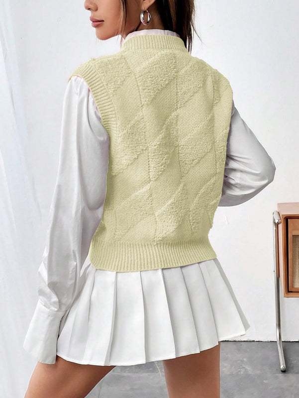 Qutie Chaleco De Sueter Casual De Color Solido Para Mujeres
