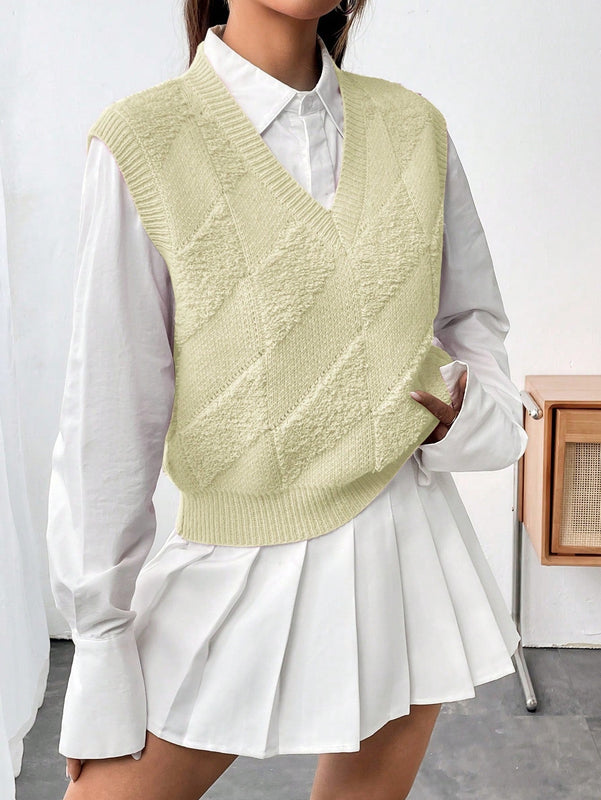 Qutie Chaleco De Sueter Casual De Color Solido Para Mujeres