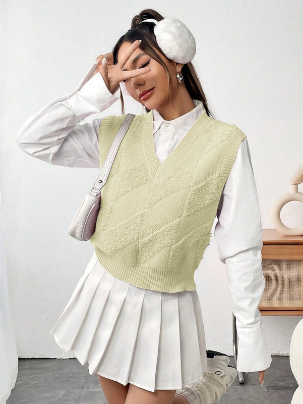 Qutie Chaleco De Sueter Casual De Color Solido Para Mujeres