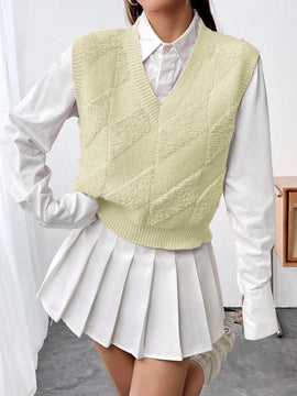 Qutie Chaleco De Sueter Casual De Color Solido Para Mujeres