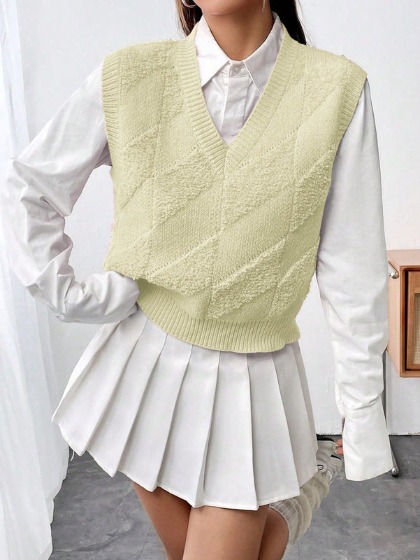 Qutie Chaleco De Sueter Casual De Color Solido Para Mujeres