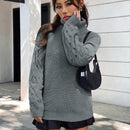 EZwear Sudadera Casual De Cuello Alto Y Hombros Caidos Para Mujer
