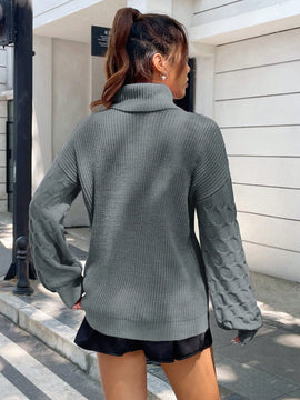 EZwear Sudadera Casual De Cuello Alto Y Hombros Caidos Para Mujer