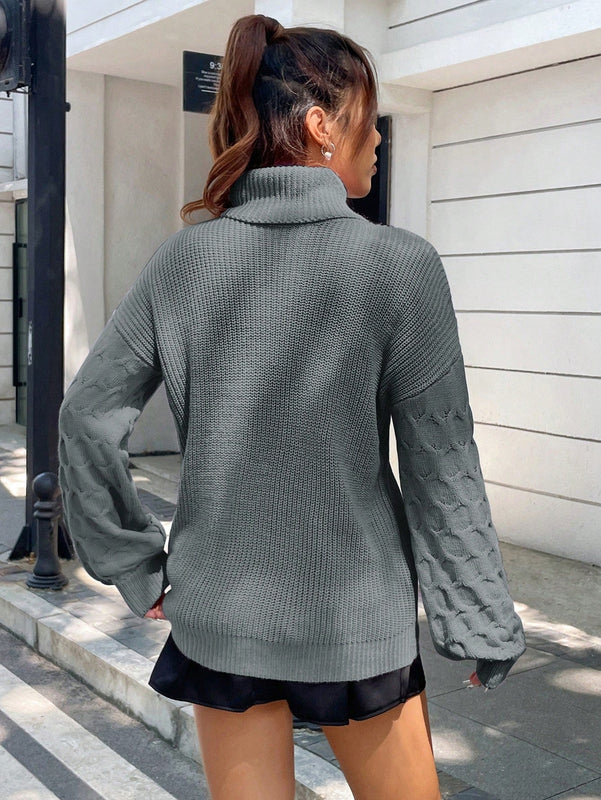 EZwear Sudadera Casual De Cuello Alto Y Hombros Caidos Para Mujer