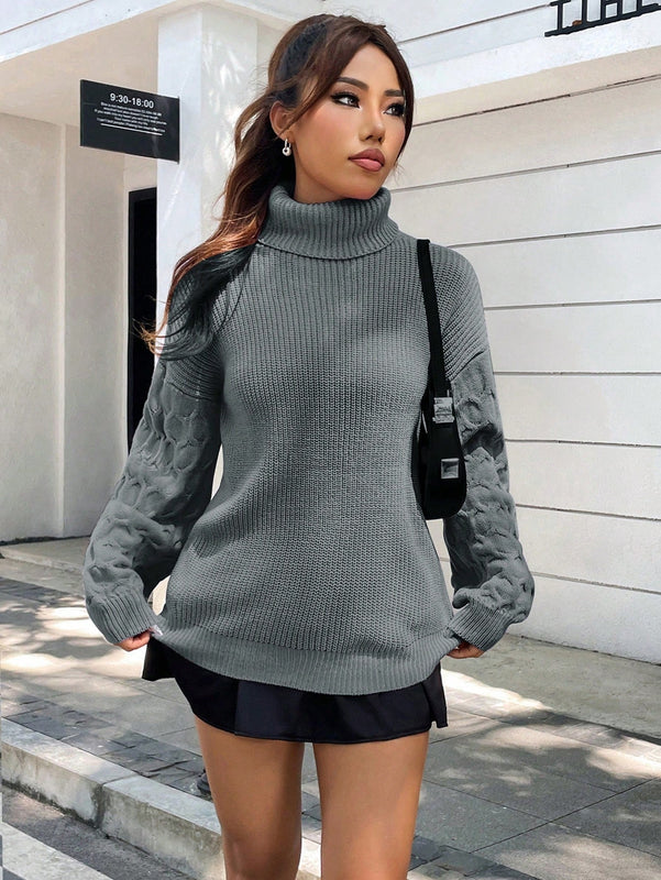 EZwear Sudadera Casual De Cuello Alto Y Hombros Caidos Para Mujer