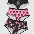ROMWE J-Fashion Conjunto De Ropa Interior Femenina De 3 Piezas Con Mascara De Cabeza De Zorro Fantasma