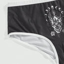 ROMWE J-Fashion Conjunto De Ropa Interior Femenina De 3 Piezas Con Mascara De Cabeza De Zorro Fantasma