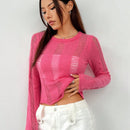 EZwear Sueter De Mujer De Color Solido Y Desgastado
