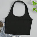 Top De Cuello Halter Con Impresion De Eslogan