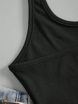 Top De Cuello Halter Con Impresion De Eslogan
