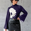 Prive Camisa De Manga Acampanada Con Estampado Floral Y Cuello Alto Para Mujer