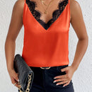 Prive Blusa De Saten Sin Mangas Con Encaje En El Borde