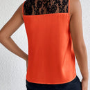 Prive Blusa De Saten Sin Mangas Con Encaje En El Borde
