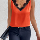 Prive Blusa De Saten Sin Mangas Con Encaje En El Borde