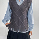 EZwear Chaleco Tipo Sueter Con Dobladillo Con Flecos Para Mujer