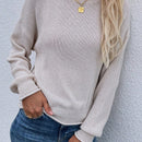LUNE Sueter Casual De Manga Larga Con Hombros Caidos Y Cuello Levantado Para Mujer