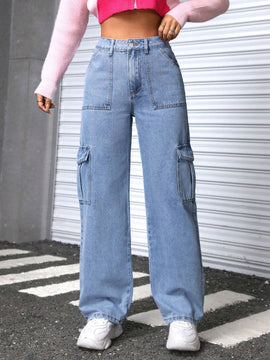 PETITE Jeans De Carga De Color Solido