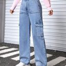 PETITE Jeans De Carga De Color Solido