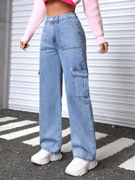 PETITE Jeans De Carga De Color Solido
