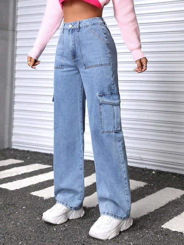 PETITE Jeans De Carga De Color Solido
