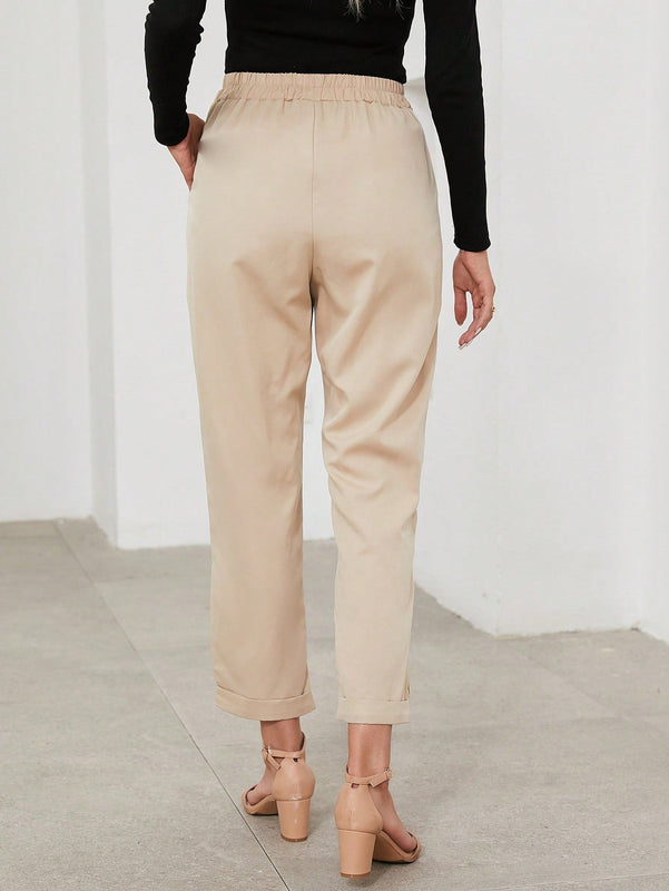 Pantalones Casuales Decorados Con Botones