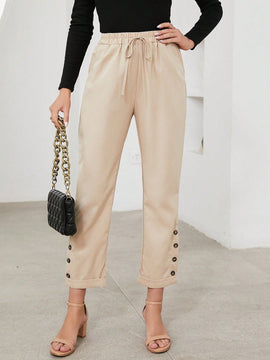 Pantalones Casuales Decorados Con Botones